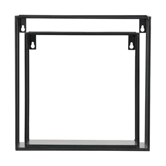 WOOOD Wandregal Kubus Meert - Metall Schwarz - 2er Set