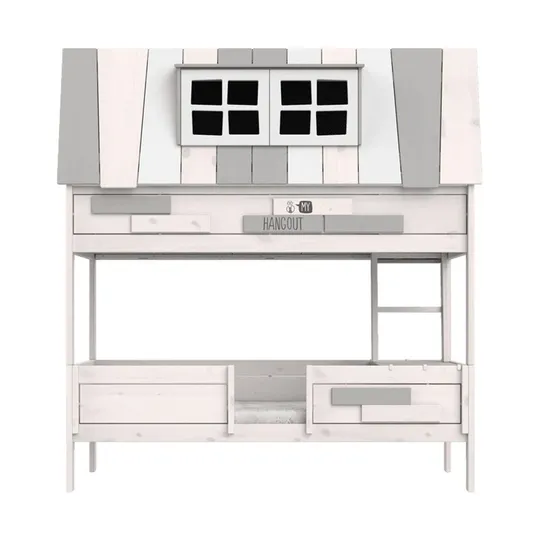 LIFETIME Kidsroom Abenteuerbett – My Hangout – Premium Lattenrost - White Wash