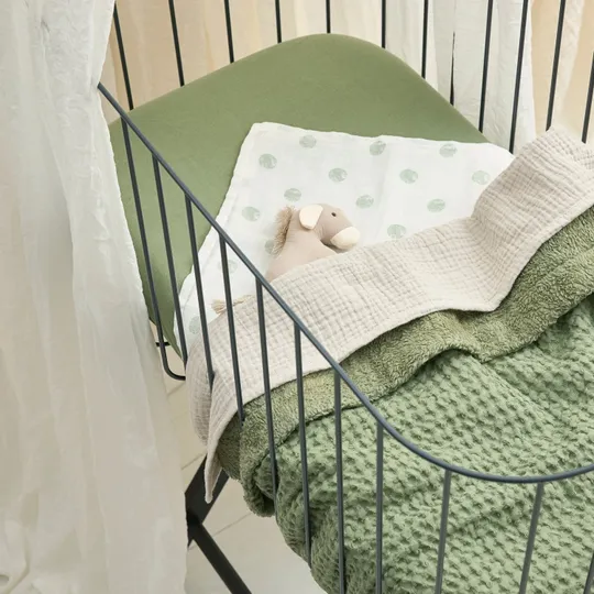 Meyco Waffel Teddy Wiegen-Decke - 75 x 100 cm - Olive Green