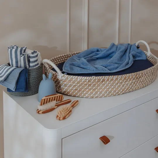 Meyco Baby Fat Stripe Waschlappen - 2 Stück - Pre-washed Musselin - Jeans Blue