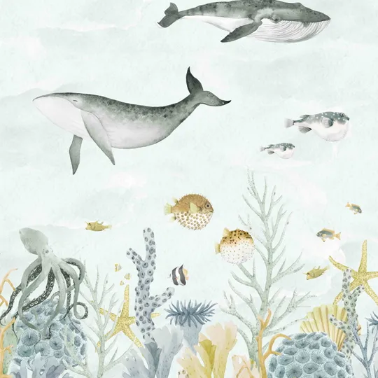 Creative Lab Amsterdam Sealife Blue Tapete 200 x 280 cm