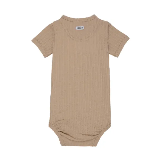 Lodger Seersucker Wickelbody - Kurzarm - Gr. 56 - Beige