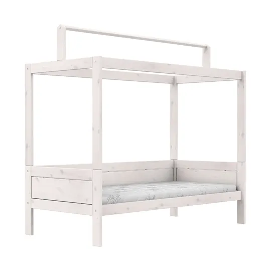 LIFETIME Kidsrooms Original Bett + Dachrahmen – Premium Lattenrost – 90x200 cm - White Wash