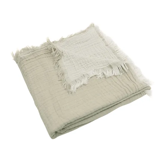 Jollein Fringe Bettdecke - Hydrophil - Olive Green / Ivory