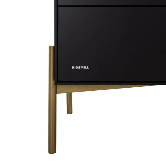 Kidsmill Boutique Babyzimmer Schwarz / Brass | Bett 60 x 120 cm + Kommode