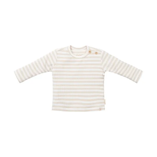 Little Dutch Stripe T-shirt - Langarm - Gr. 74 – Sand / Weiß