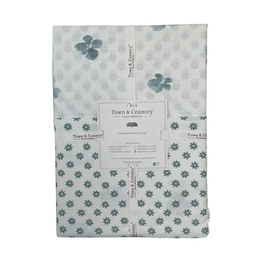Town & Country Aqua Flower Bettbezug - 140x220 cm - Blue
