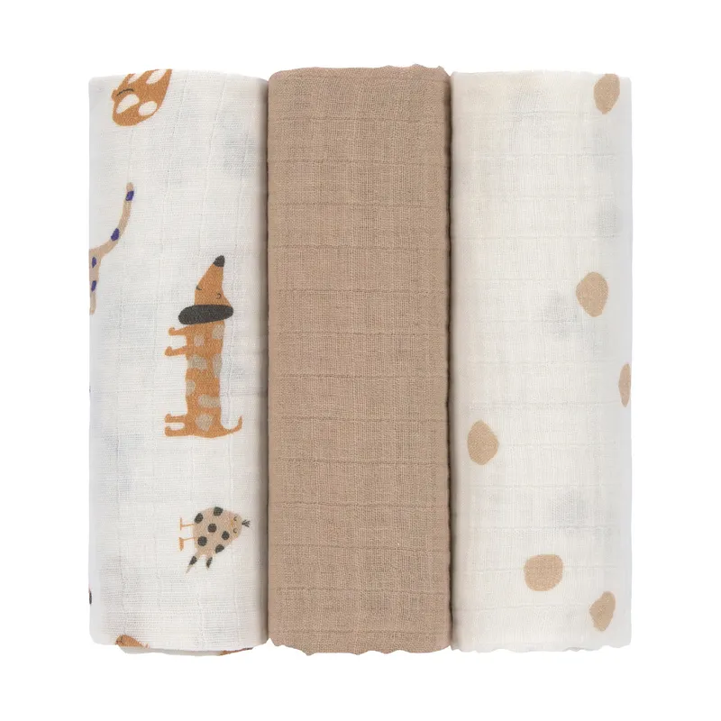 Swaddle & Burp Blanket L Little Mateys royal blue 3 pcs ass., 85 x 85 cm