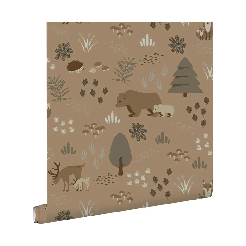 Estahome Tapete – Wald mit Waldtieren II – 0,53 x 10,05 m – Beige/Braun