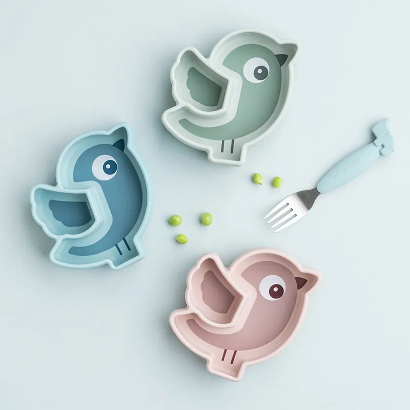 Done By Deer Stick & Stay Snack Teller - Birdee - Silicone - Green
