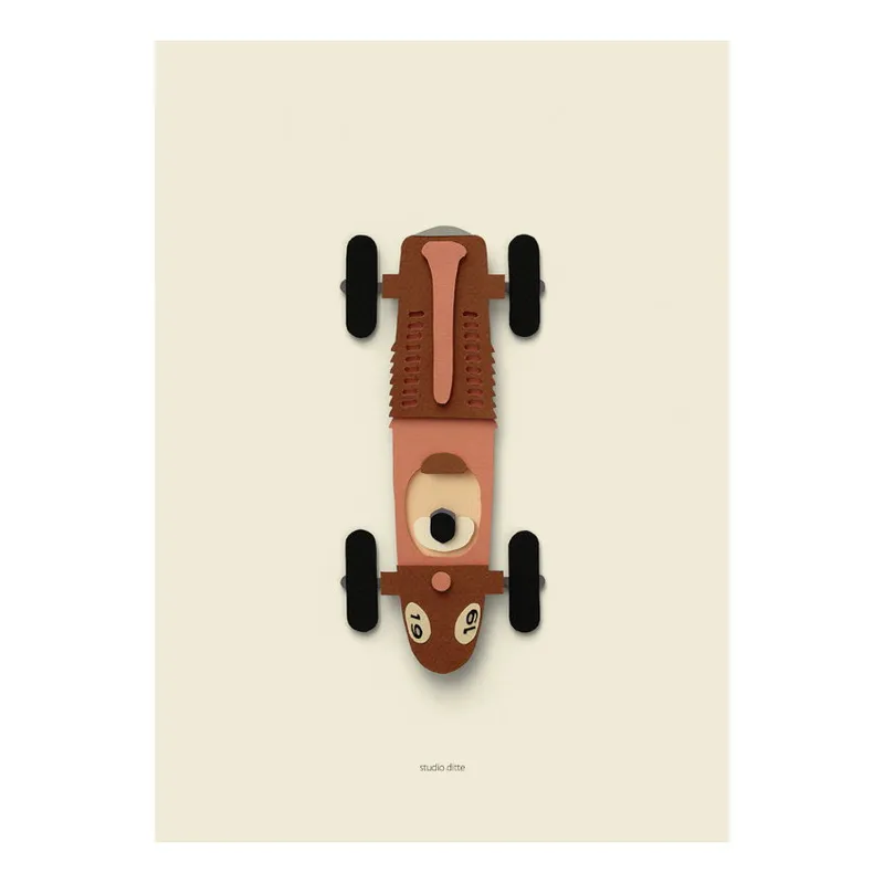 Studio Ditte Rennauto Braun Poster - 50x70 cm