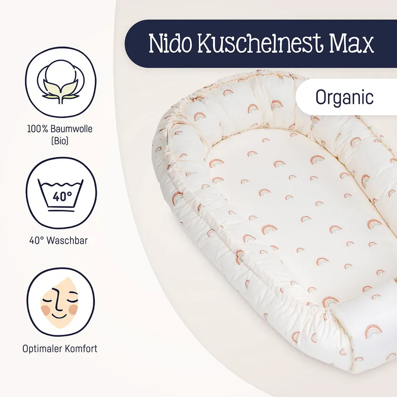 Julius Zöllner Bio-Babynestchen NIDO Max Crème – Rainbow