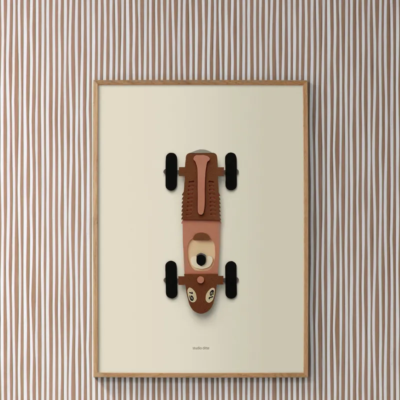 Studio Ditte Rennauto Braun Poster - 50x70 cm