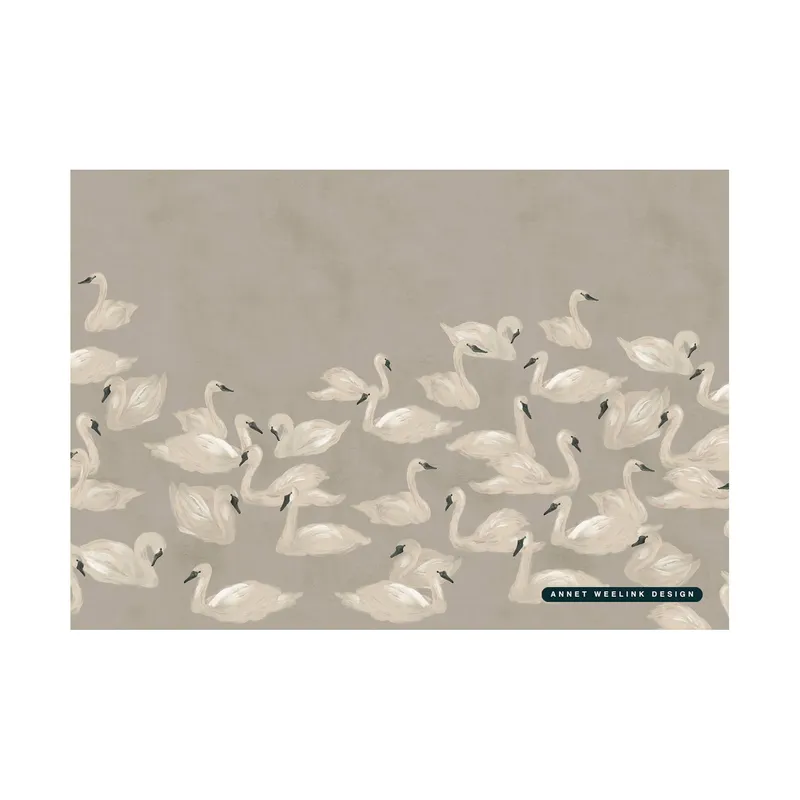 Annet Weelink Design Dancing Swan Textiltapete - 400 x 280 cm - Neutral