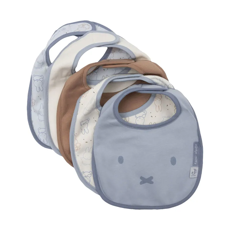 JollJollein Wasserdichte Jersey-Lätzchen – Miffy Moments – 5er-Pack - Cloudy Blue