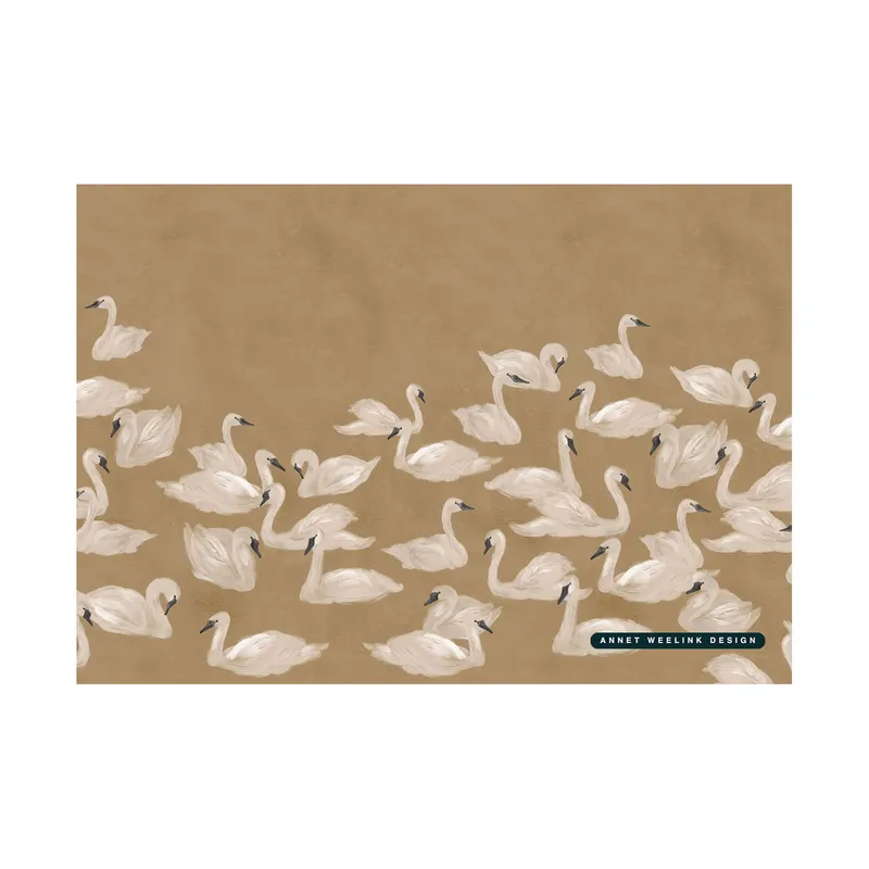 Annet Weelink Design Dancing Swan Textiltapete - 300 x 280 cm - Earth