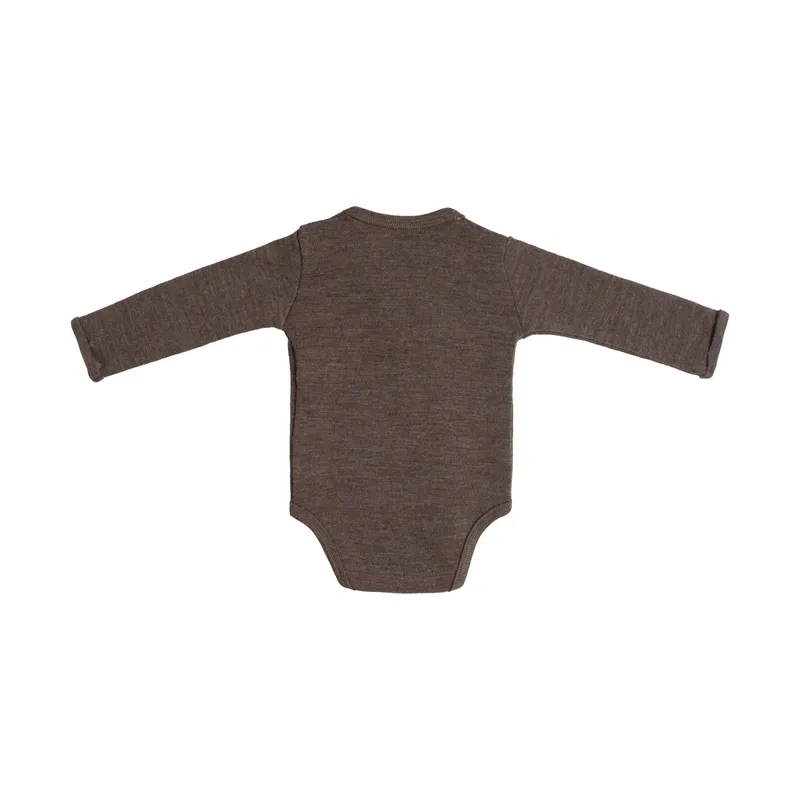 Baby's Only Wickelbody Langarm - Merino Fine Meadow - Größe 56 - Taupe