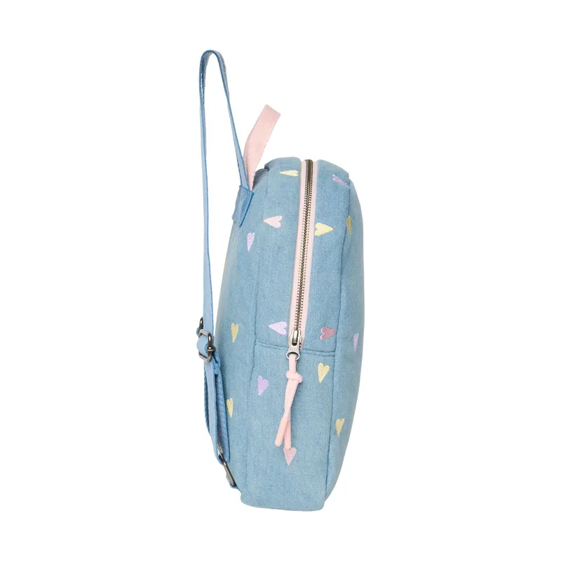 Studio Noos Denim Hearts Mini Rucksack - Light Blue