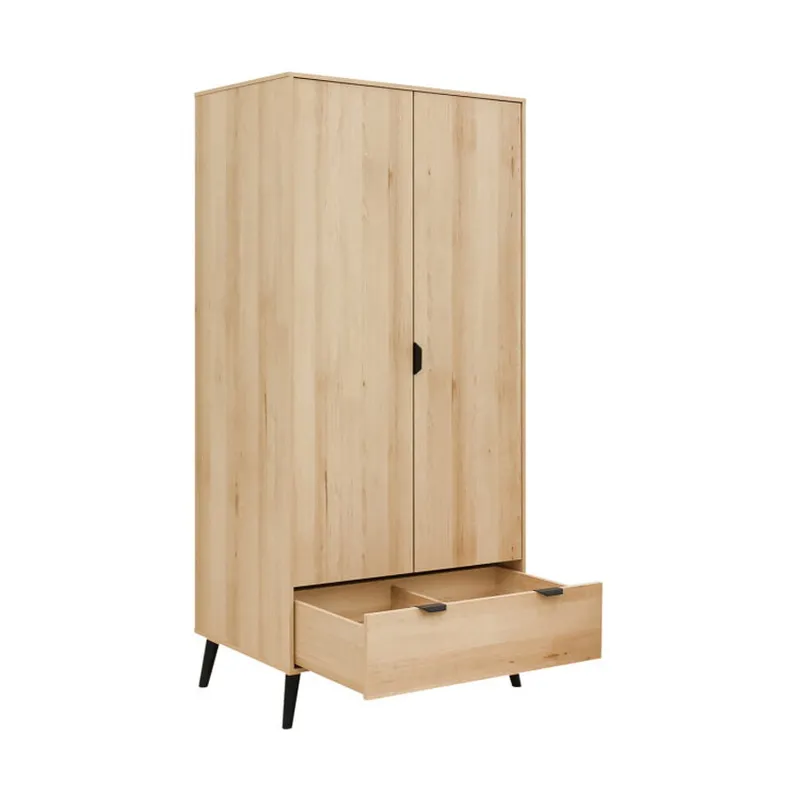 Bopita Fay 2-türiger Kleiderschrank – Natur/Mattschwarz