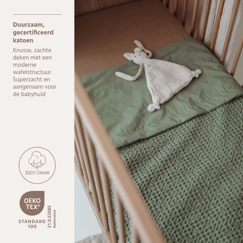 Meyco Bettdecke - Waffle Cotton - Olive Green - 100x150 cm