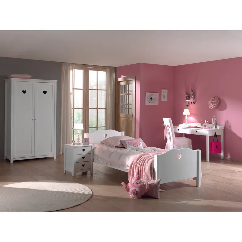 Vipack Amori Kinderzimmer Weiß | Bett 90 x 200 cm + Schreibtisch