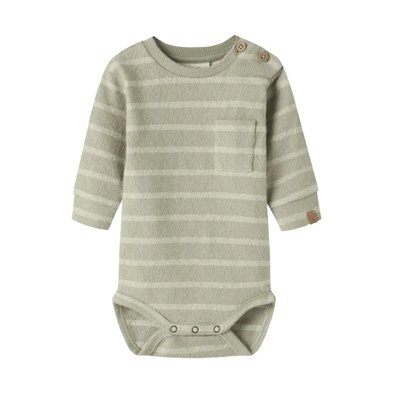 Lil'Atelier Babybody - Größe 68 - Moss Gray
