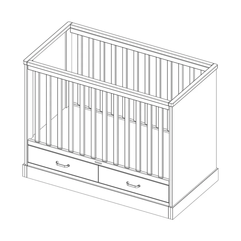 Kidsmill Newport Babybett Weiß / Eiche 70 x 140 cm