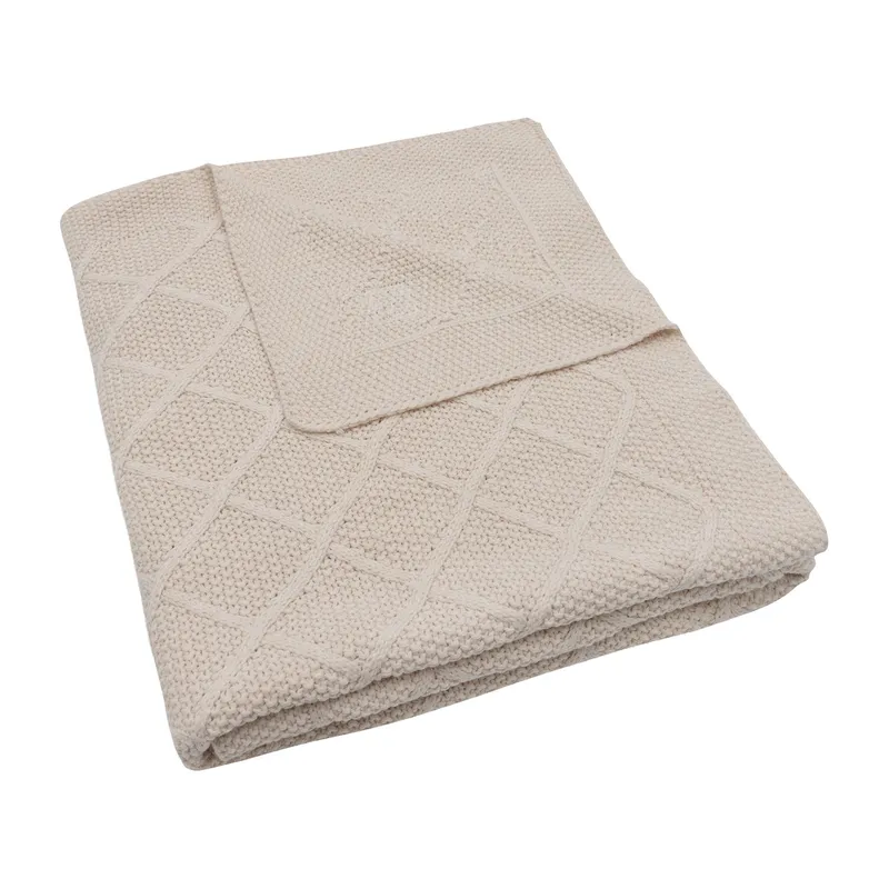 Jollein Check Knit Babydecke - 100 x 150 cm - Oatmeal