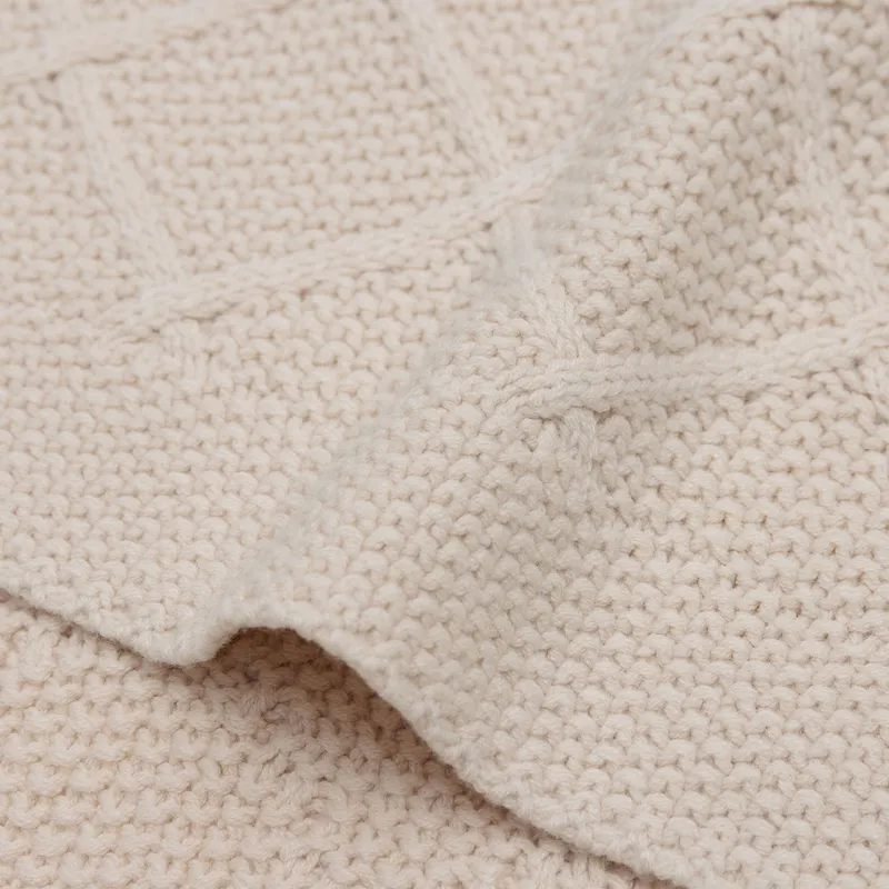 Jollein Check Knit Babydecke - 75 x 100 cm - Oatmeal