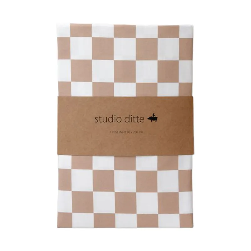 Studio Ditte Spannbettlaken Toffee Kariert - 90x200 cm