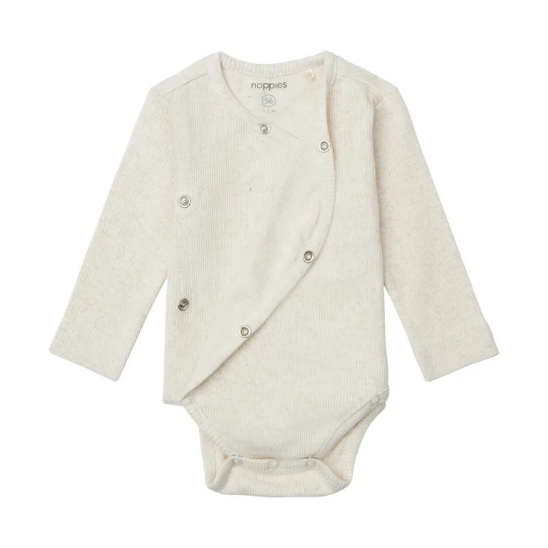 Noppies Nino Wickelbody - Ripp - Oatmeal - Gr. 56