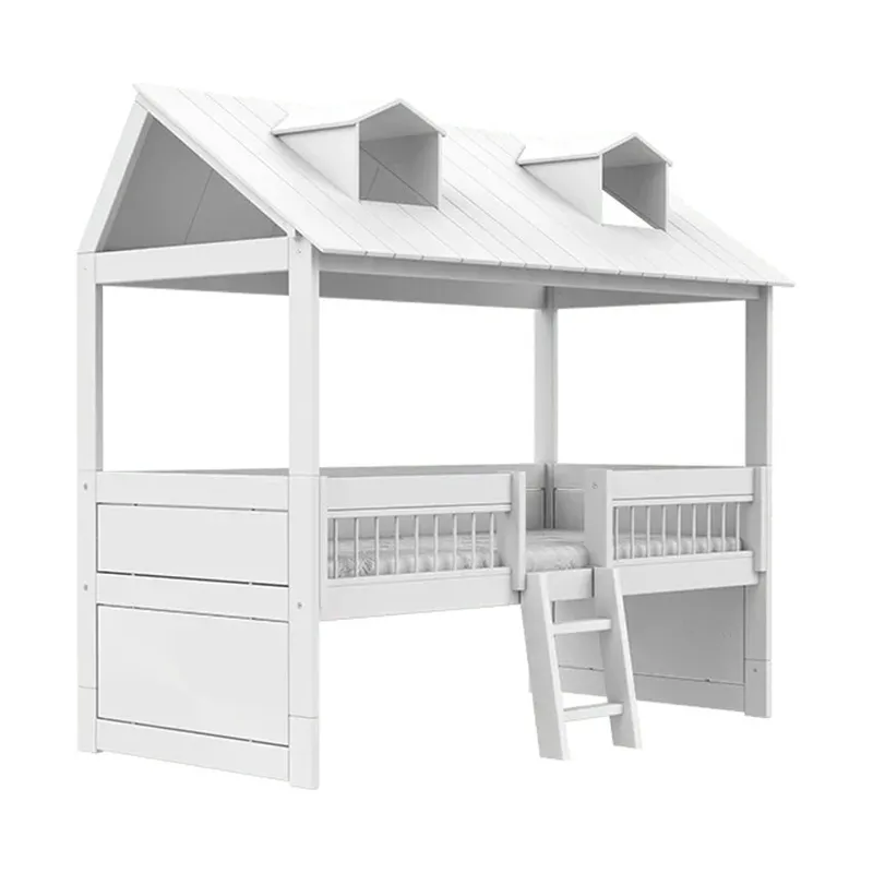 LIFETIME Kidsrooms Kajütenbett - Beachhouse - Mit Treppe & Luxus Lattenrost - Weiß