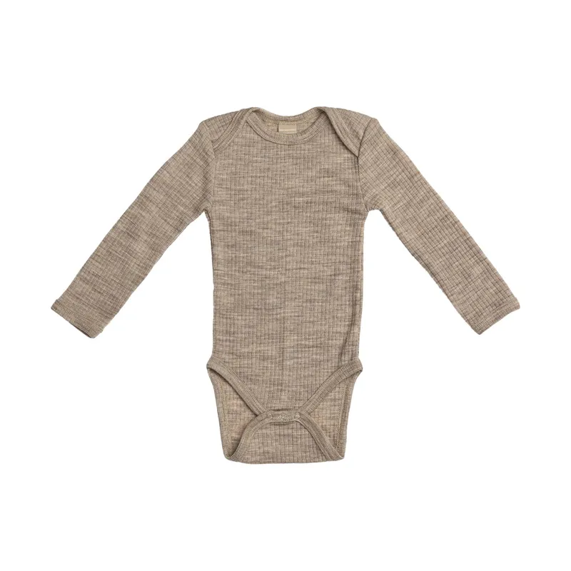 Smallstuff Babybody Langarm - Größe 68 - Merino Wolle - Nature Melange