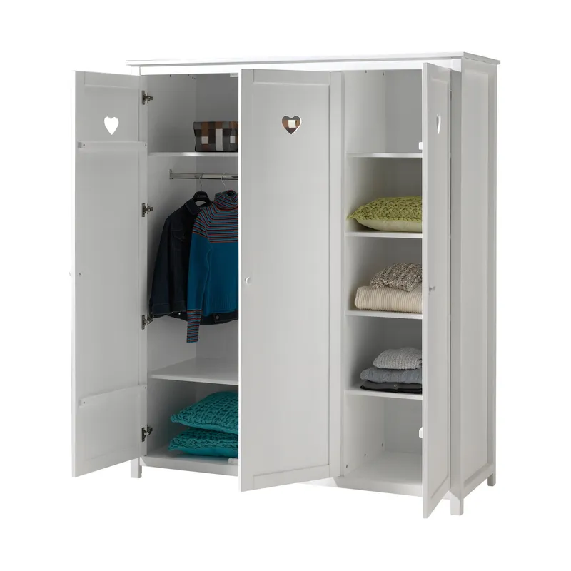 Vipack Amori Kinderzimmer Weiß | Bett 90 x 200 cm + Schrank 3-türig