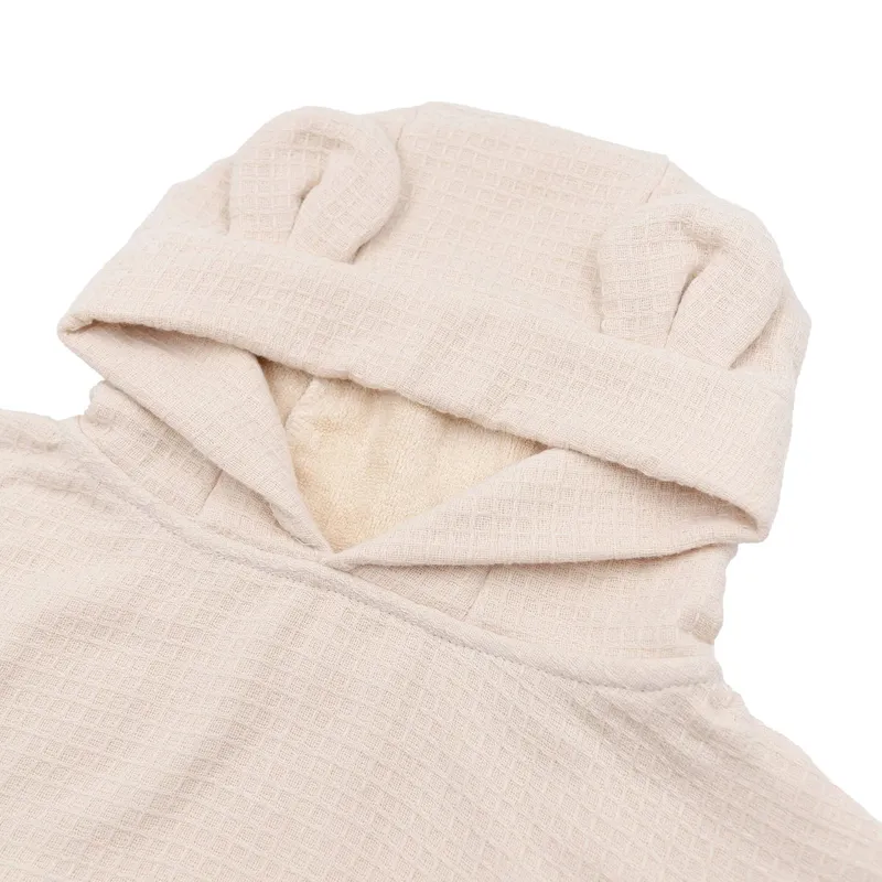 Bamboom Badeponcho Baby 0–2 Jahren - Bambus Waffel Terry - Warm White