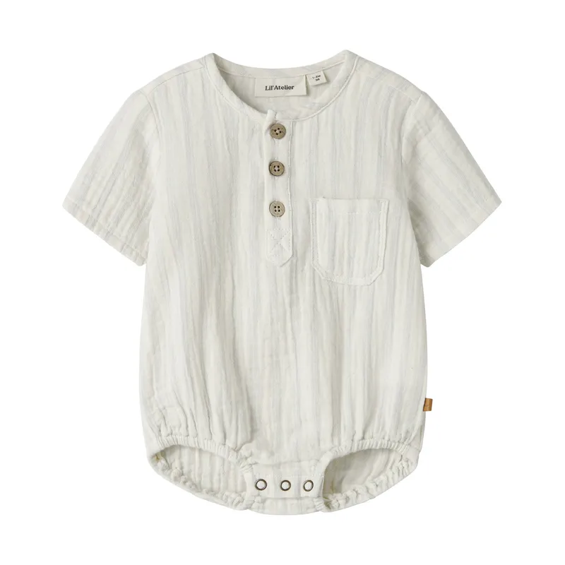 Lil' Atelier Dusty Blue Shirt - Größe 74 - Coconut Milk