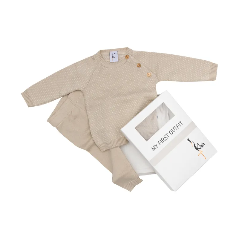 Klein Baby Anzug – Knitted - Gr. 56 – Beige Sand