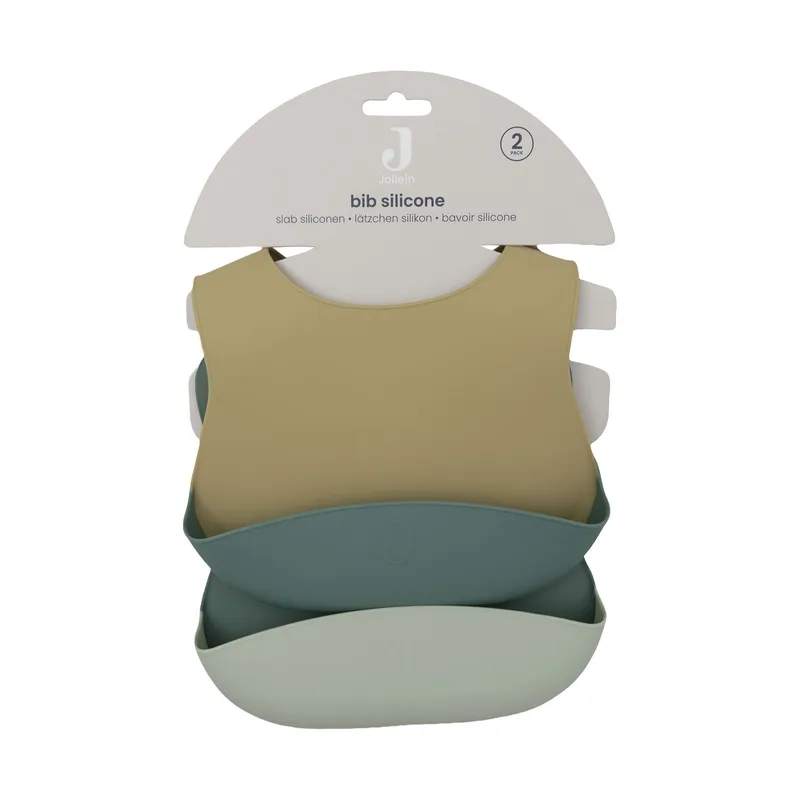 Jollein Silikon Lätzchen - 2 Stück - Jade Shades