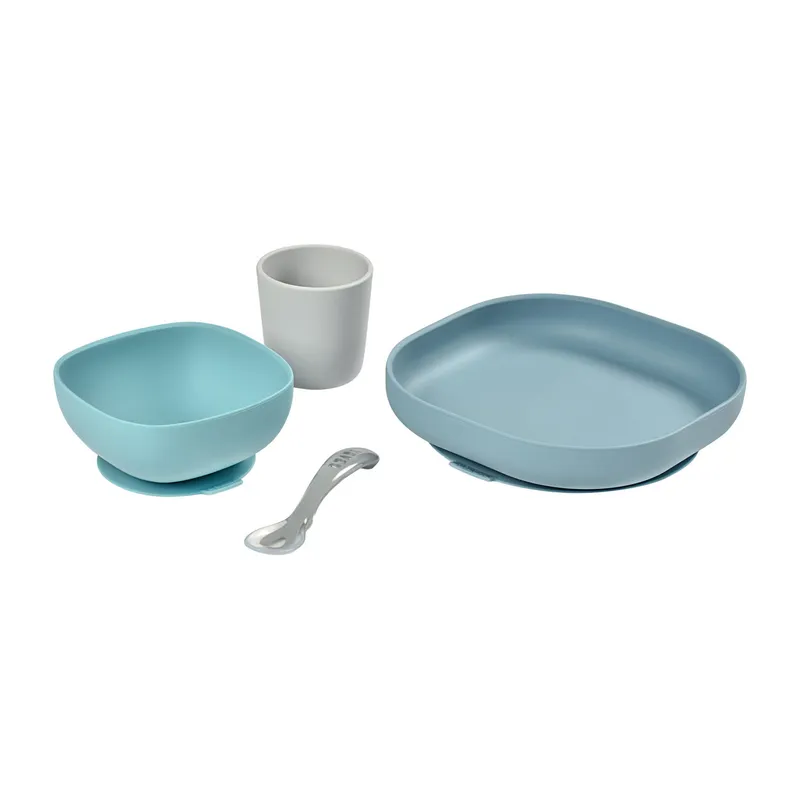 Beaba Silikon Geschirrset Jungle Blau