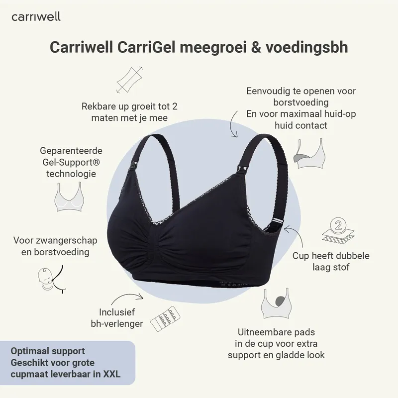 Carriwell Paddel Gel Bügel Still-BH Schwarz Gr. XL