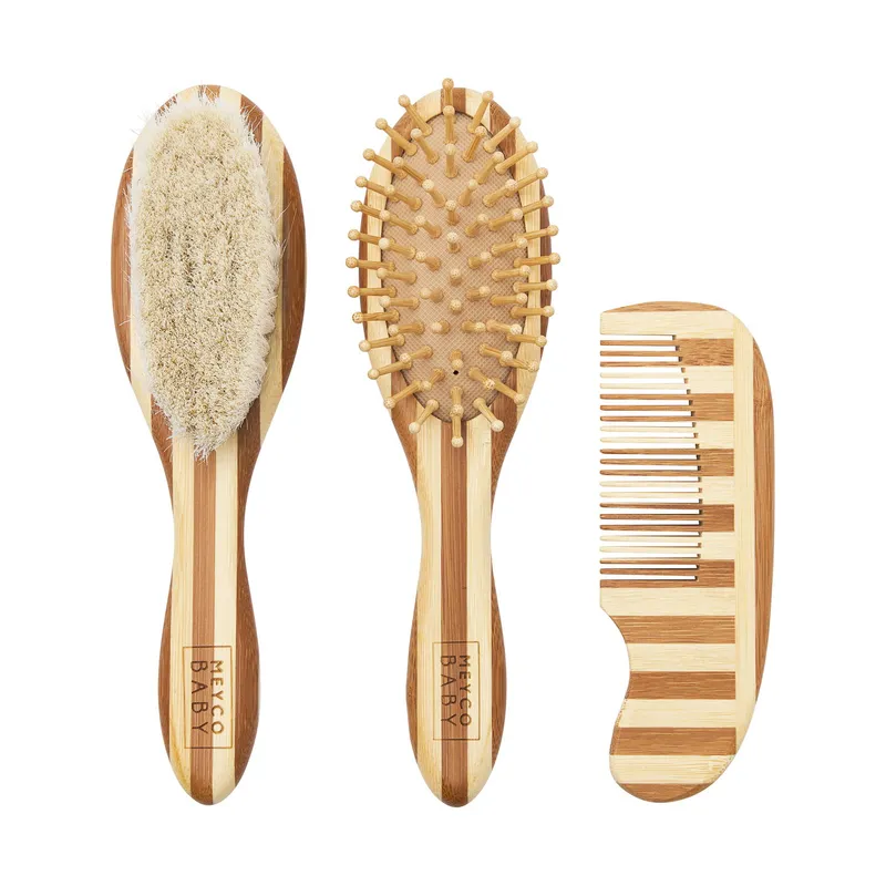 Meyco Friseurset - 3-teilig- Bambus – Streifen Natur/Walnuss