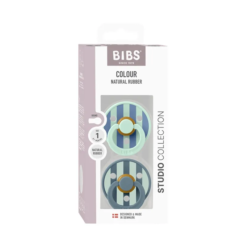 BIBS Studio Color Schnuller - 2 Stück - Size. 1 - Block Nordic Mint/ Petrol