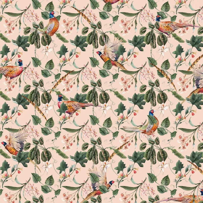 Floral Pheasant Mural 2mx2.80