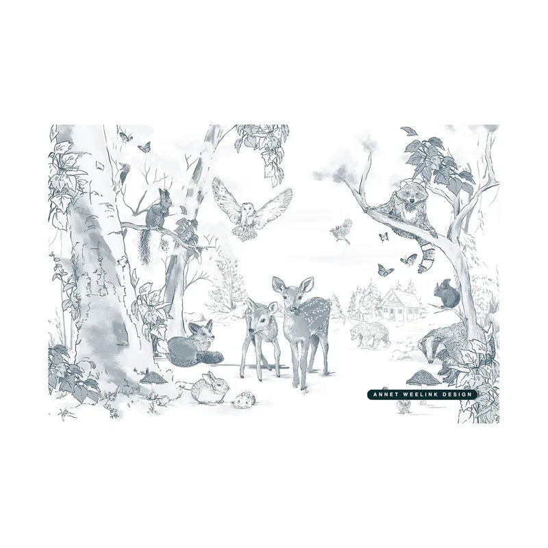 Annet Weelink Design Magical Forest Matte Tapete - 300 x 280 cm - Soft Teal