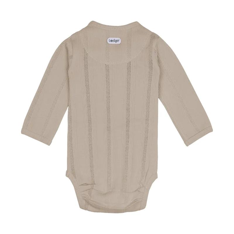 Lodger Babybody Langarm - Pointelle - Größe 50 - Shell