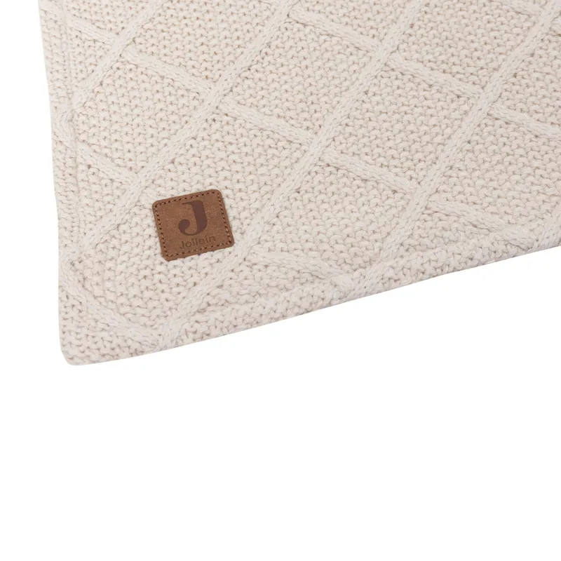 Jollein Check Knit Bettdecke 100 x 150 cm - Oatmeal / Teddy Fleece