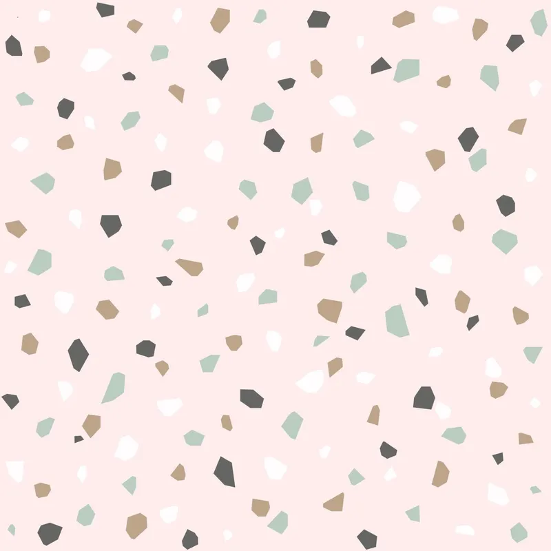 Estahome Terrazzo Tapete - 0,53 x 10,05 m - Zartrosa / Weiß / Mintgrün