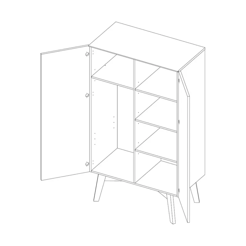 Kidsmill Sixties Kleiderschrank 2-türig Mattweiß / Walnuss