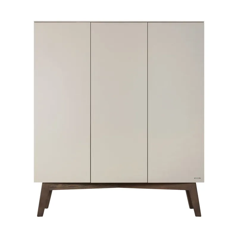 Kidsmill Sixties Kinderzimmer Oatmeal / Walnut| Bett 90 x 200 cm + Schrank 3-türig