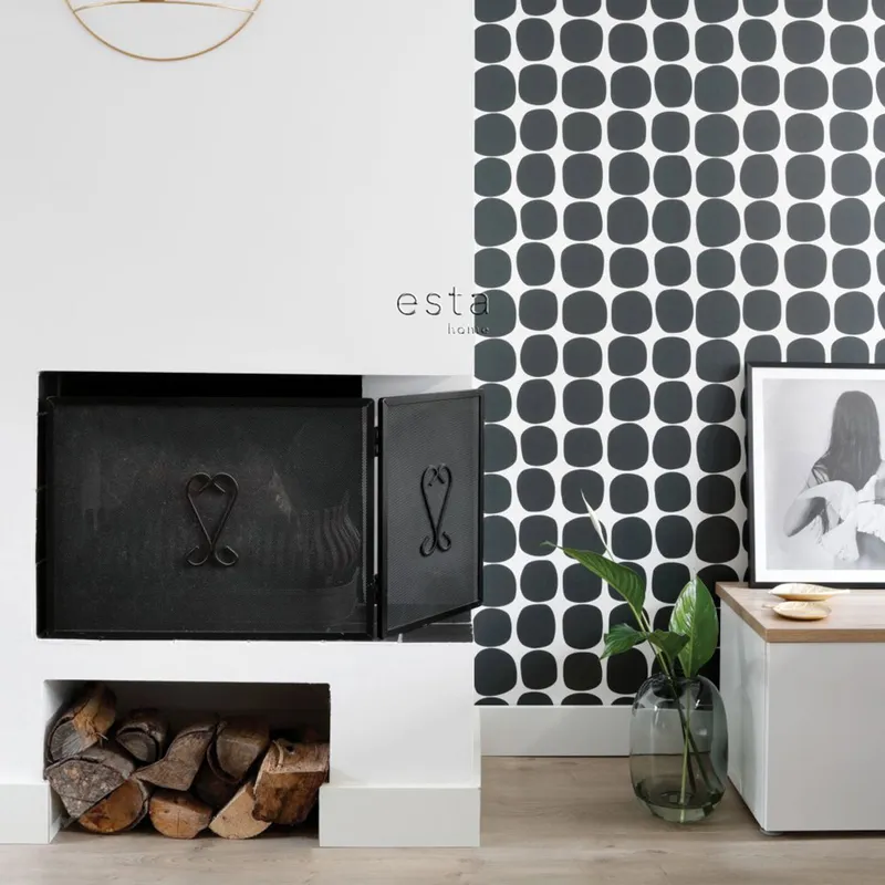 Estahome Graphisches Motiv III – 0,53 x 10,05 m – Schwarz/ Weiß